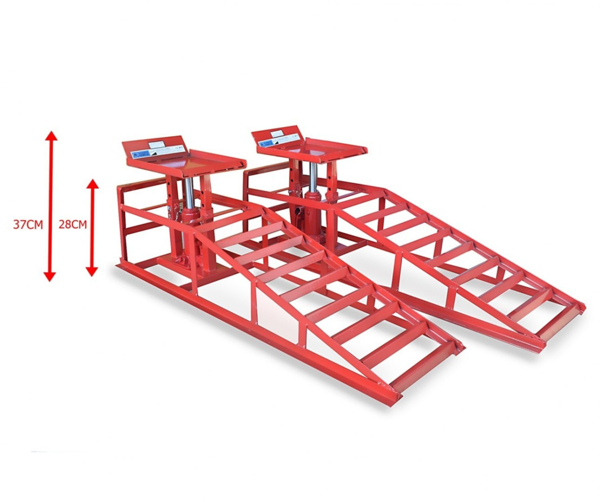 Rampy s hydraulickým zvedákem 2ks Sada dílenských nájezdů BITUXX MS16786